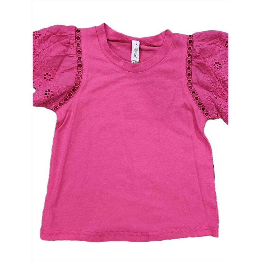 NEW ML KIDS girl's eyelet sleeve top in hot pink